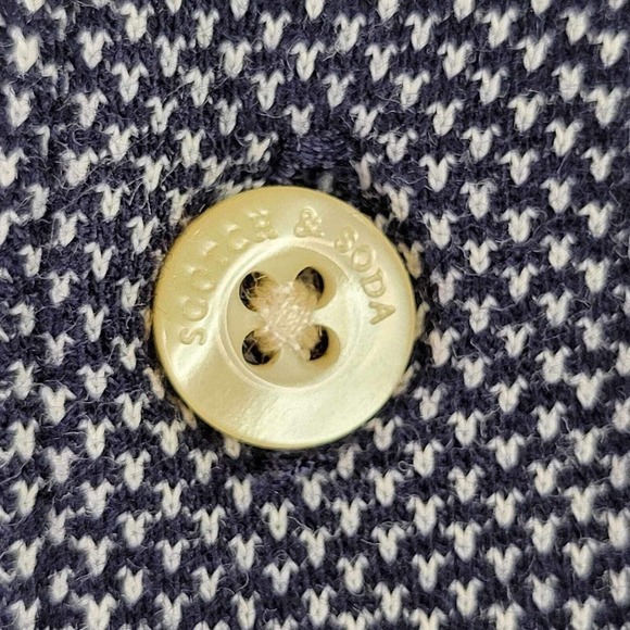 Scotch & Soda Polo Shirt Off The Grid Men's 2XL Navy White Textured Short Sleeve - Picture 4 of 11